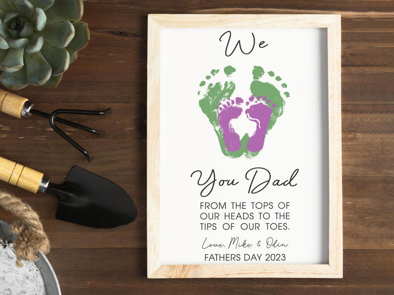 Father's Day Wooden Footprint Sign, Art For Father, Gift For Dad, Gift ideas for Papa WF01 - Kindlytoys