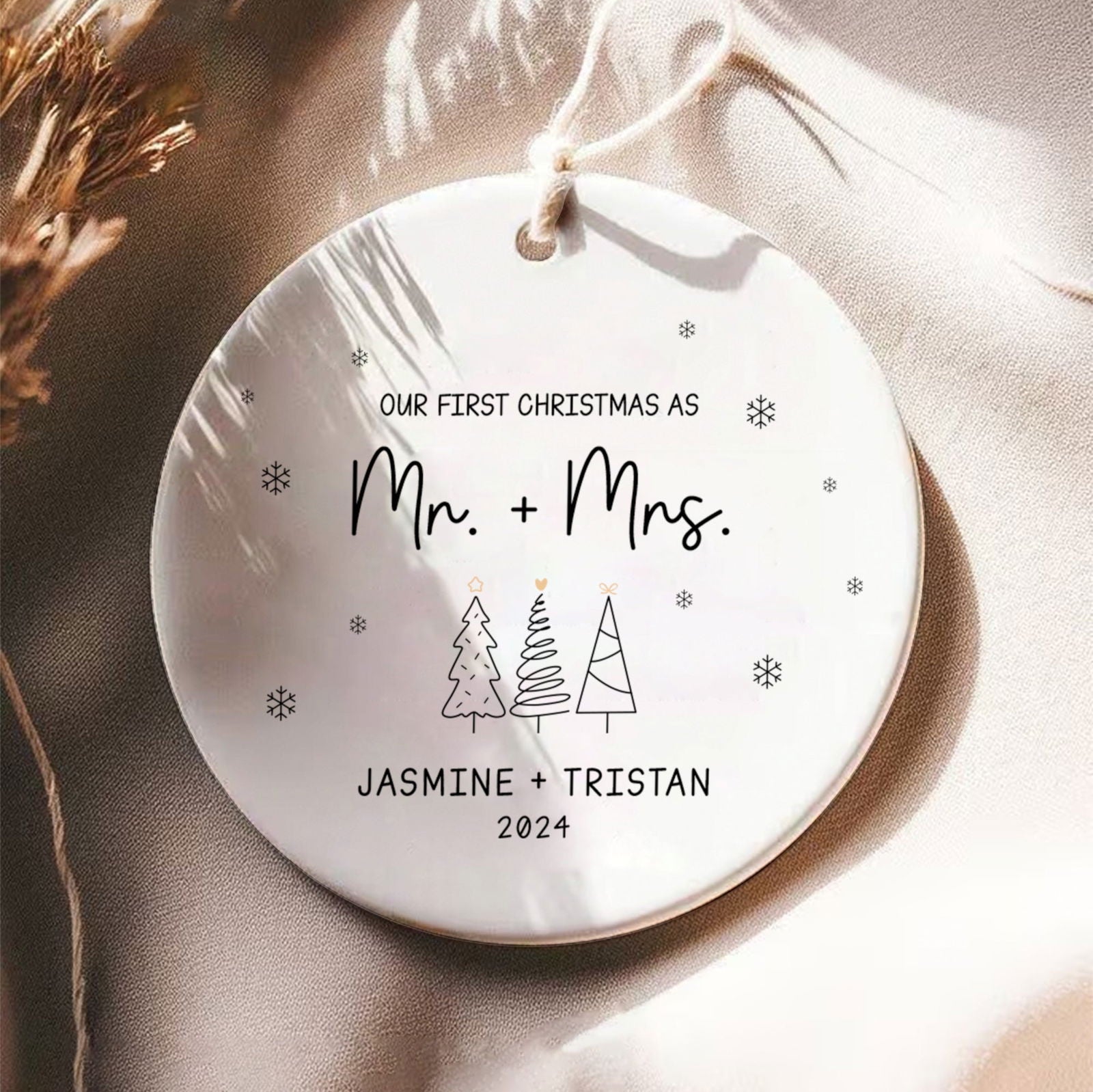 First Christmas Married Ornament, Mr Mrs Ornament, Personalized Wedding Gift, Newlywed Christmas Gift, Our First Christmas Ornament CX05-29 - Kindlytoys