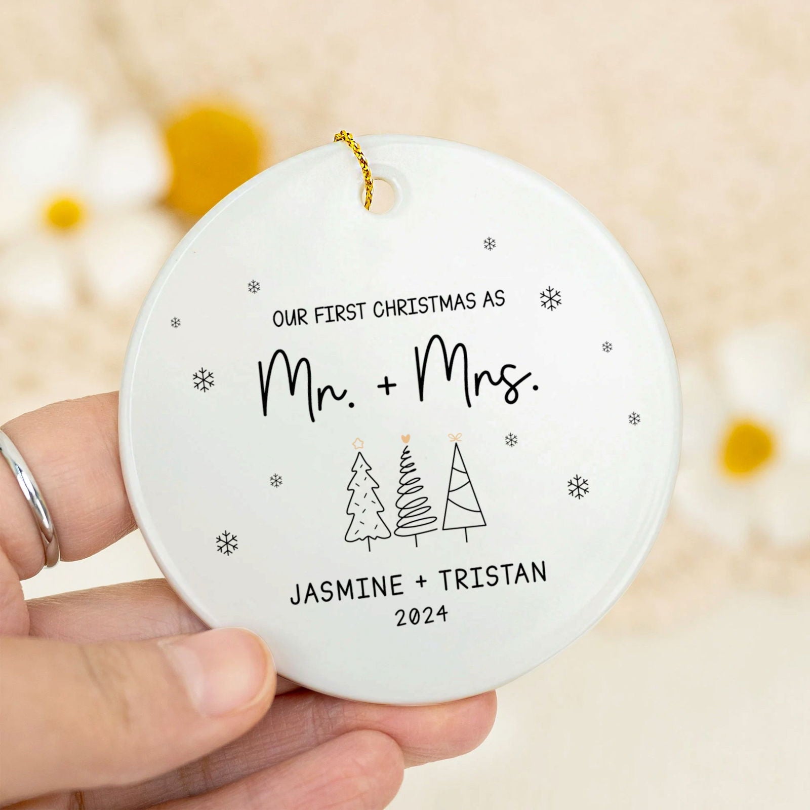 First Christmas Married Ornament, Mr Mrs Ornament, Personalized Wedding Gift, Newlywed Christmas Gift, Our First Christmas Ornament CX05-29 - Kindlytoys
