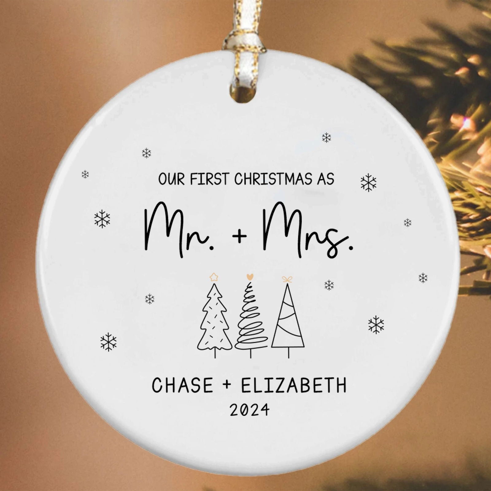 First Christmas Married Ornament, Mr Mrs Ornament, Personalized Wedding Gift, Newlywed Christmas Gift, Our First Christmas Ornament CX05-29 - Kindlytoys