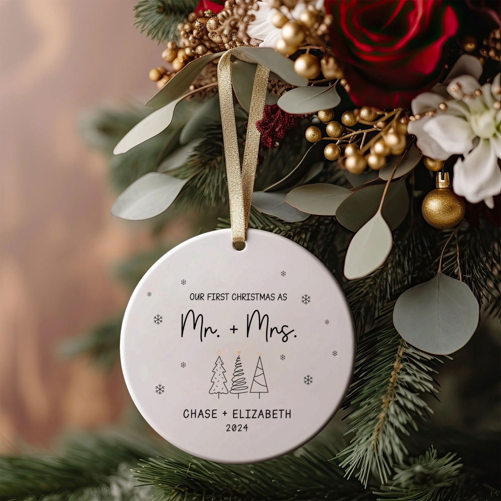 First Christmas Married Ornament, Mr Mrs Ornament, Personalized Wedding Gift, Newlywed Christmas Gift, Our First Christmas Ornament CX05-29 - Kindlytoys