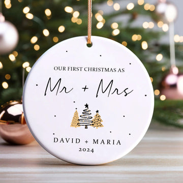 First Christmas Married Ornament,  Mr and Mrs Tree Christmas Ornament, First Christmas Married Gift, Newlywed Gift CX06-31 - Kindlytoys