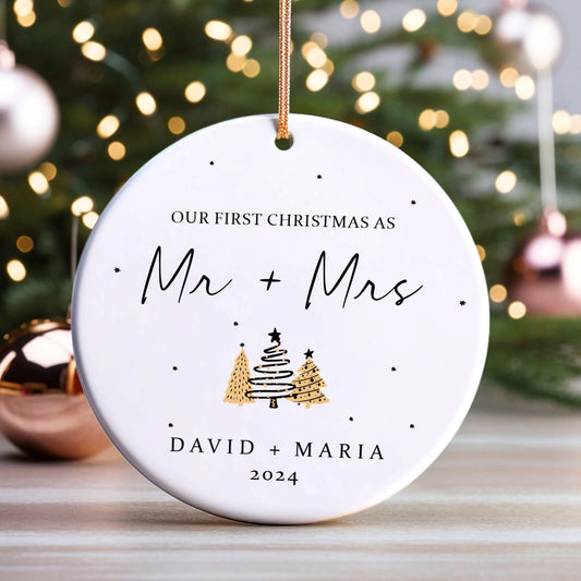 First Christmas Married Ornament,  Mr and Mrs Tree Christmas Ornament, First Christmas Married Gift, Newlywed Gift CX06-31 - Kindlytoys