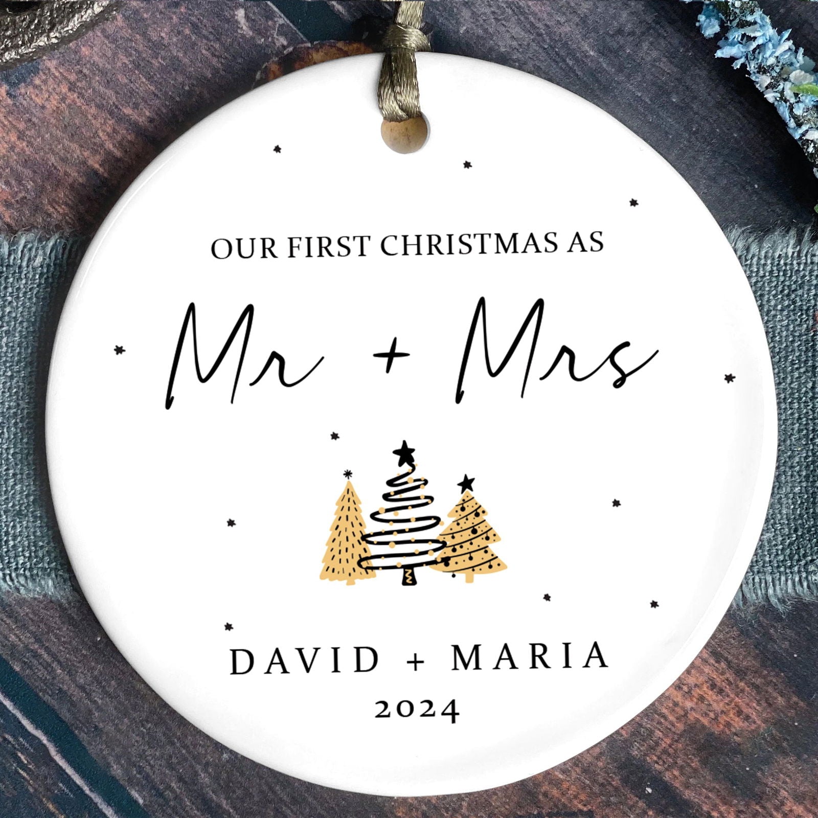 First Christmas Married Ornament,  Mr and Mrs Tree Christmas Ornament, First Christmas Married Gift, Newlywed Gift CX06-31 - Kindlytoys