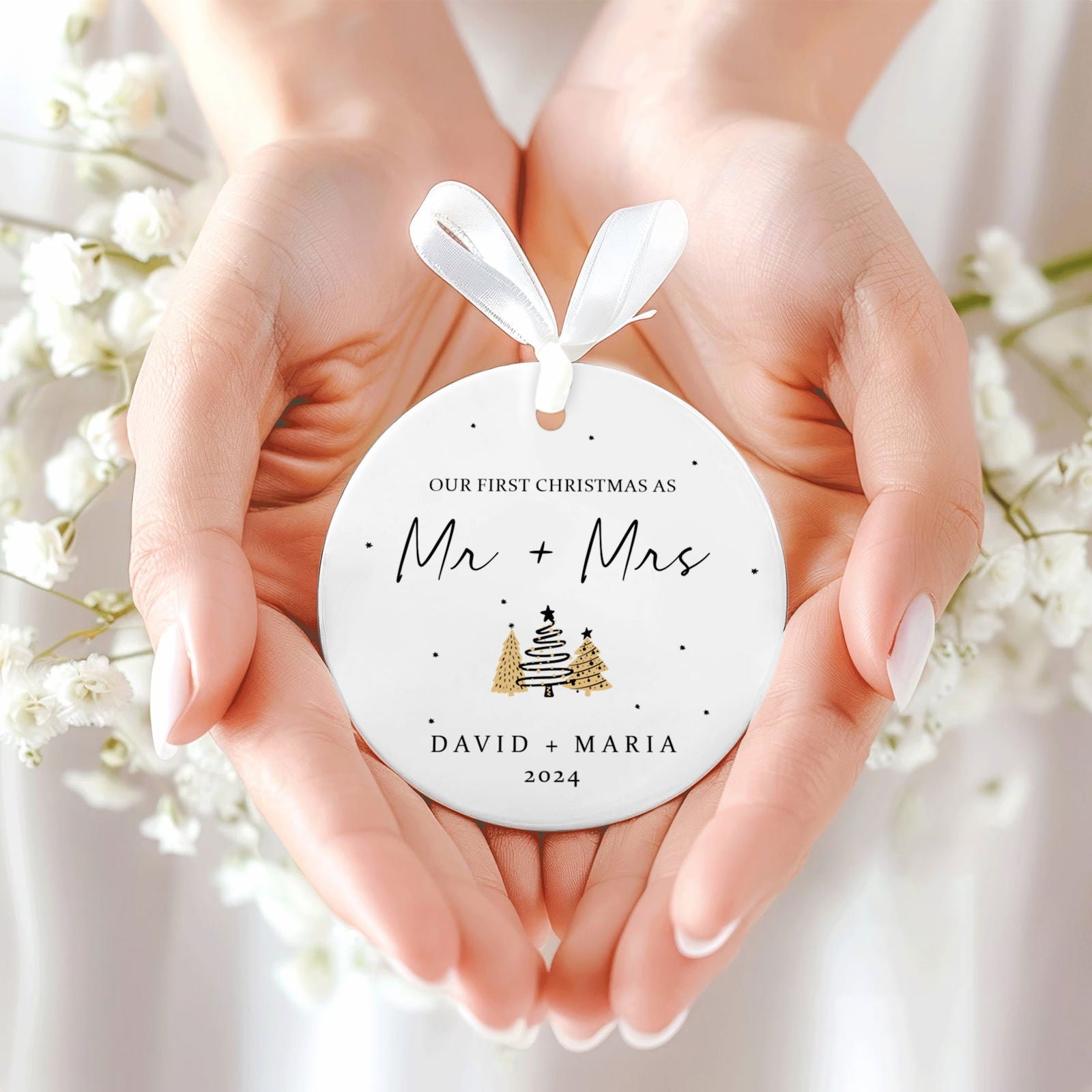 First Christmas Married Ornament,  Mr and Mrs Tree Christmas Ornament, First Christmas Married Gift, Newlywed Gift CX06-31 - Kindlytoys