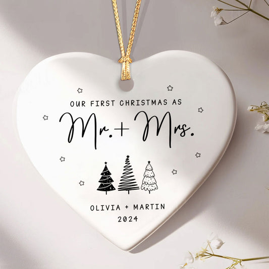 First Christmas Married Ornament,  Mr and Mrs Tree Christmas Ornament, First Christmas Married Gift, Newlywed Gift, Custom Engaged Ornament CY06-03 - Kindlytoys