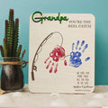 Fishing Wooden Handprint Board, Fathers Day Gift, Handprint Sign For Father's Day, Gift ideas for dad SH01 - Kindlytoys