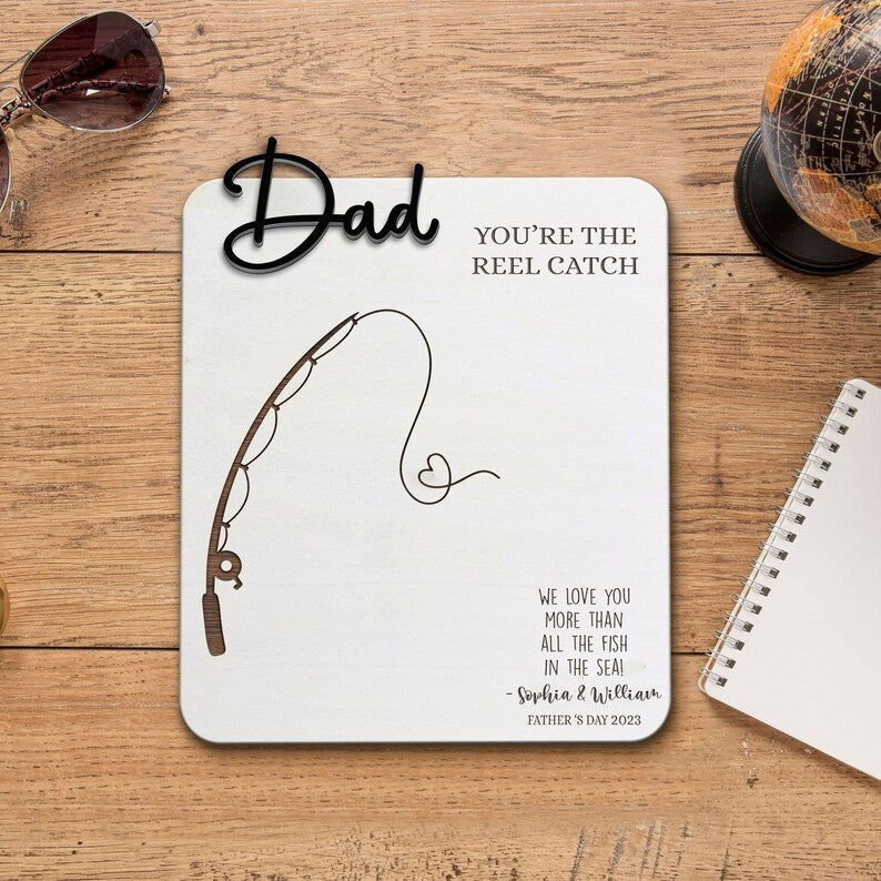 Fishing Wooden Handprint Board, Fathers Day Gift, Handprint Sign For Father's Day, Gift ideas for dad SH01 - Kindlytoys