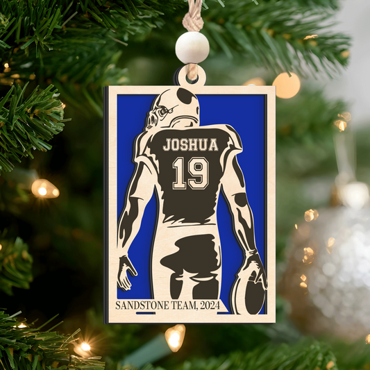 Personalized Football Ornament Gifts, Custom Football Ornament Wooden CF916