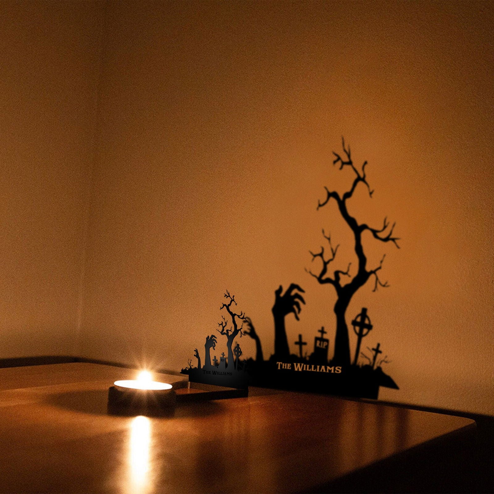 Halloween Candle Holder – Spooky Tealight Shadow Caster for Haunting Decor TV01 - Kindlytoys