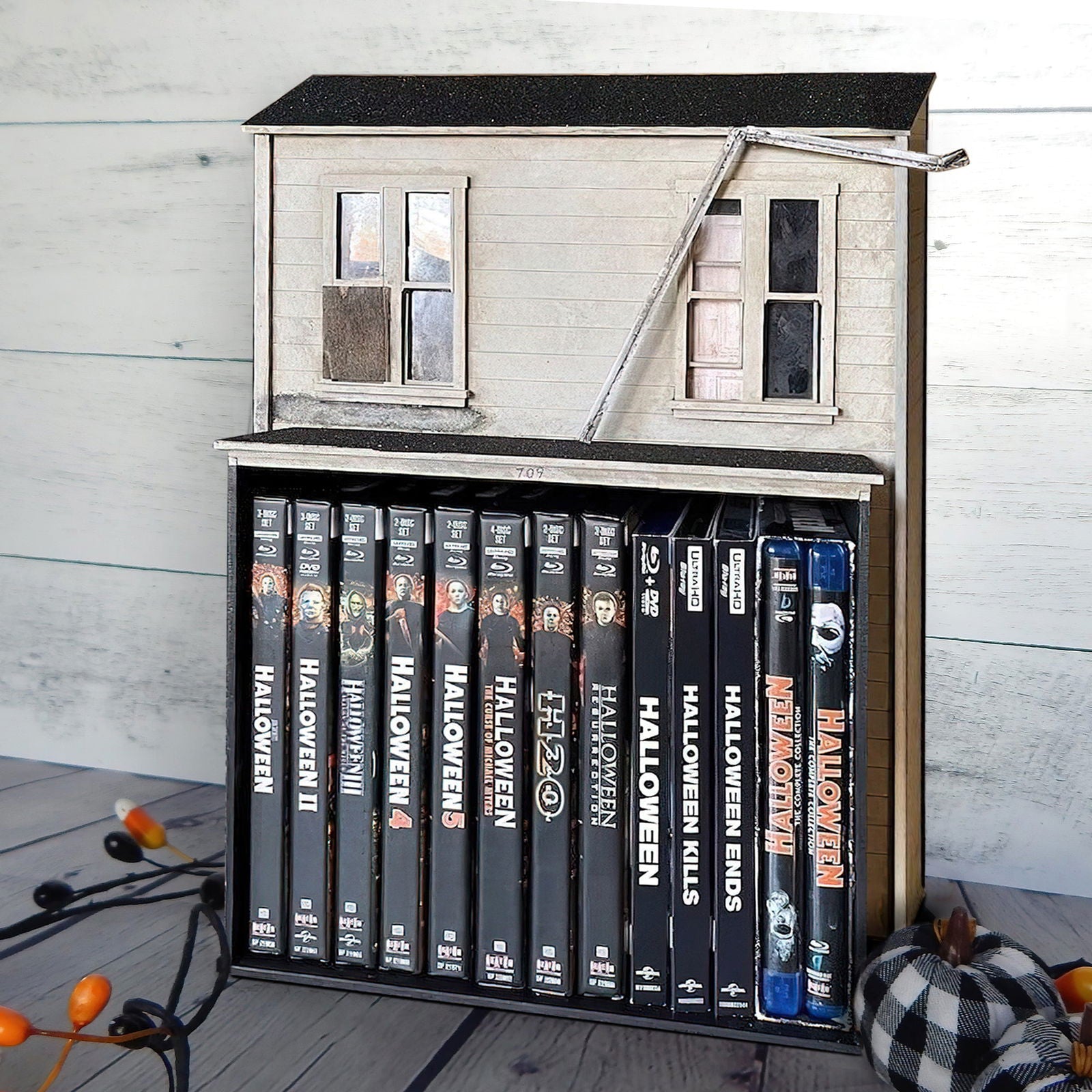 Halloween Michael Myer's House 1978 Media Wooden Storage, Mr. Zombie Workshop Handmade DVD, VHS, Movie Storage DIY | KindlyToys - Kindlytoys