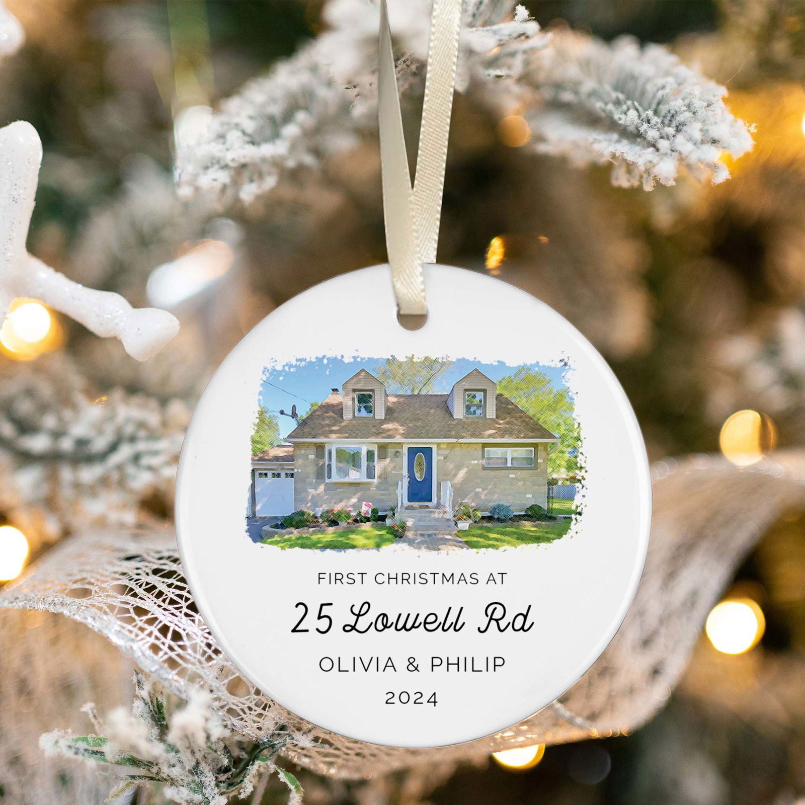 Home Tree Decoration New Home Ornament, New Home Bauble, New Home Ornament, Personalized New Home Christmas Ornament, Watercolor Photo Ornament CX06-10 - Kindlytoys