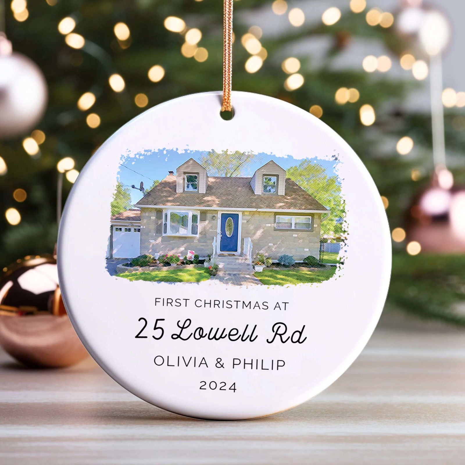 Home Tree Decoration New Home Ornament, New Home Bauble, New Home Ornament, Personalized New Home Christmas Ornament, Watercolor Photo Ornament CX06-10 - Kindlytoys