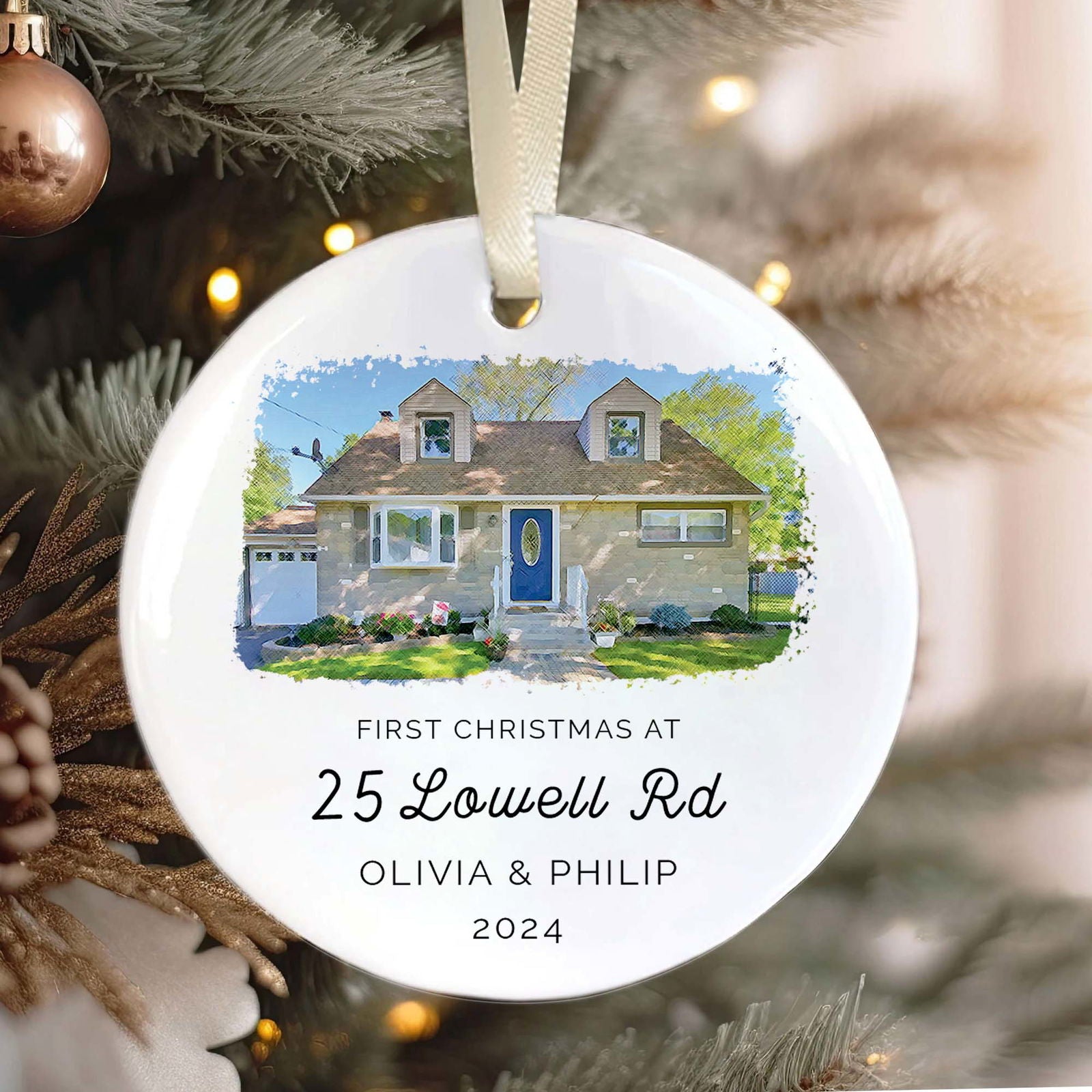 Home Tree Decoration New Home Ornament, New Home Bauble, New Home Ornament, Personalized New Home Christmas Ornament, Watercolor Photo Ornament CX06-10 - Kindlytoys