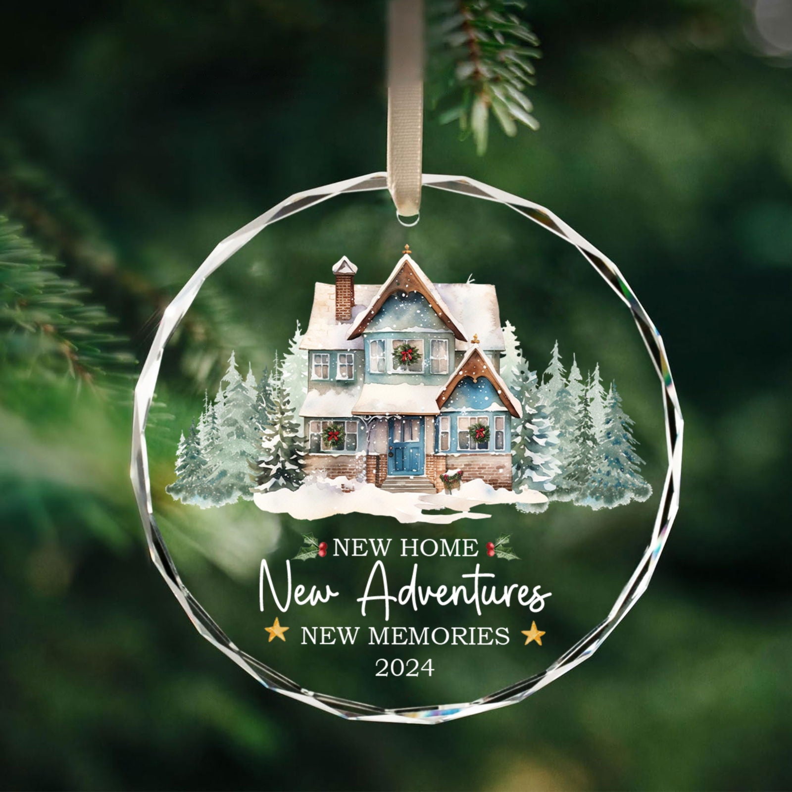 New Home New Adventures New Memories 2024, Christmas Ornament, New House Keepsake Gift, Homeowner Gift Ideas, Housewarming Gift, Christmas Tree Hanging Decoration GX06-9 - Kindlytoys