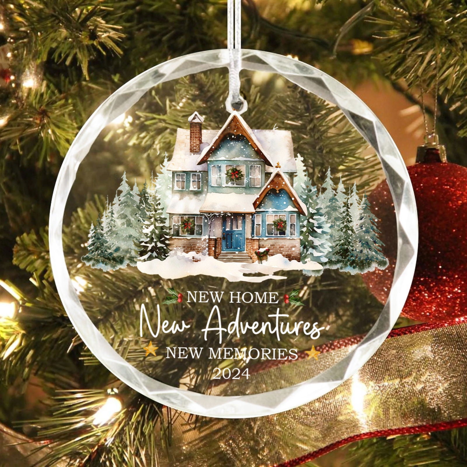 New Home New Adventures New Memories 2024, Christmas Ornament, New House Keepsake Gift, Homeowner Gift Ideas, Housewarming Gift, Christmas Tree Hanging Decoration GX06-9 - Kindlytoys