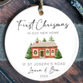 New Home Ornament, Christmas Wreath Ornament, Ceramic New Home Ornament, Personalized First Christmas New Home Ornament, Custom Ceramic Keepsake with Address, Names & Year, 3x3 Inch Christmas Decoration CX02-13 - Kindlytoys
