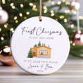 New Home Ornament, Christmas Wreath Ornament, Ceramic New Home Ornament, Personalized First Christmas New Home Ornament, Custom Ceramic Keepsake with Address, Names & Year, 3x3 Inch Christmas Decoration CX02-12 - Kindlytoys