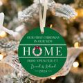 New Home Ornament, Christmas Wreath Ornament, Ceramic New Home Ornament, Personalized First Christmas New Home Ornament, Custom Ceramic Keepsake with Address, Names & Year, 3x3 Inch Christmas Decoration CX02-8 - Kindlytoys