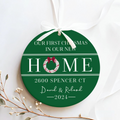 New Home Ornament, Christmas Wreath Ornament, Ceramic New Home Ornament, Personalized First Christmas New Home Ornament, Custom Ceramic Keepsake with Address, Names & Year, 3x3 Inch Christmas Decoration CX02-8 - Kindlytoys