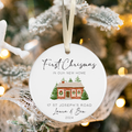 New Home Ornament, Christmas Wreath Ornament, Ceramic New Home Ornament, Personalized First Christmas New Home Ornament, Custom Ceramic Keepsake with Address, Names & Year, 3x3 Inch Christmas Decoration CX02-13 - Kindlytoys