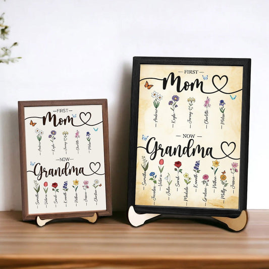 Personalize First Mom Now Grandma Sign, Mother's Day Gift, Custom Grandma's Garden Sign, Birth Month Flowers Sign, Gift for Mom and Grandma MX01 - Kindlytoys