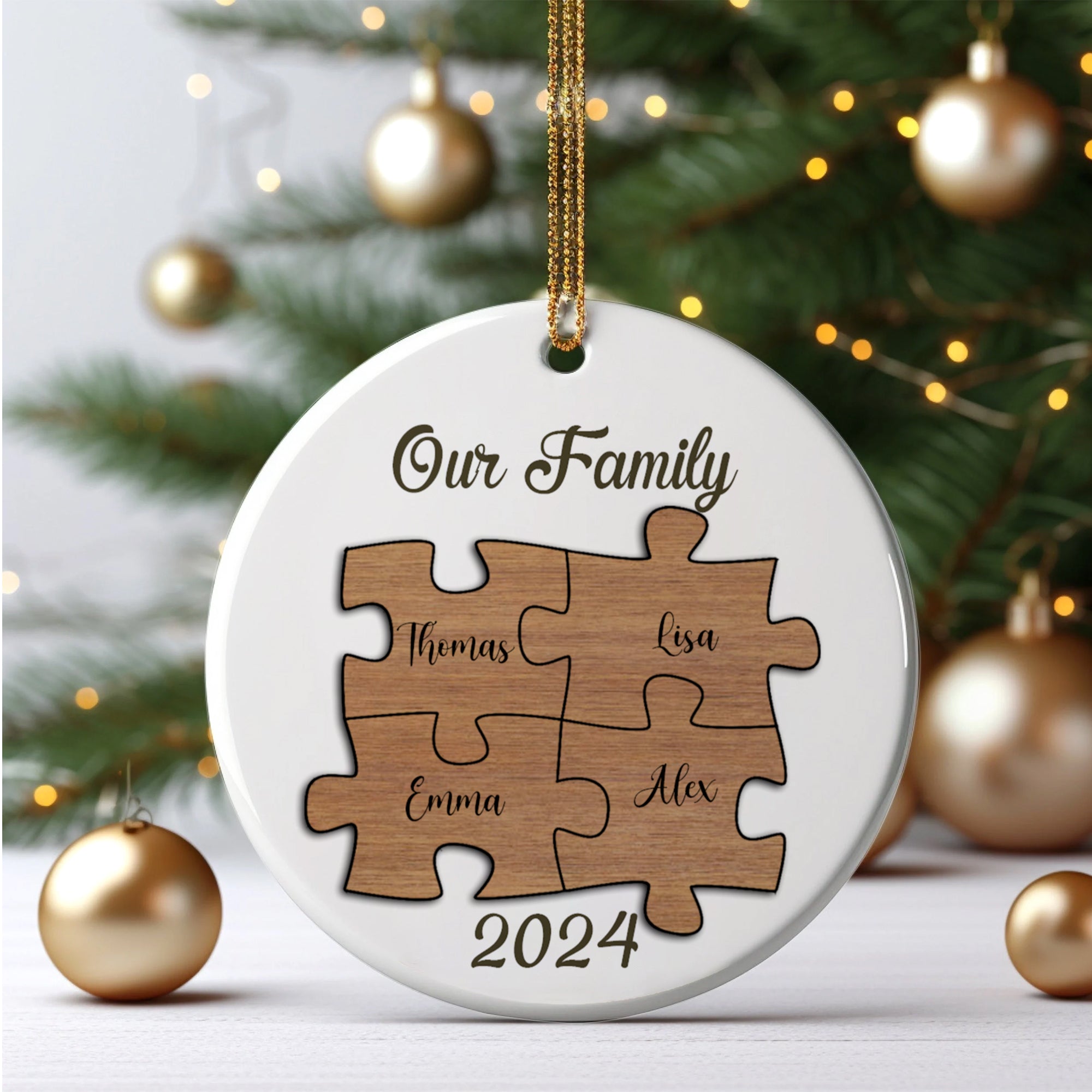 Personalized Ceramic Family Puzzle Ornament