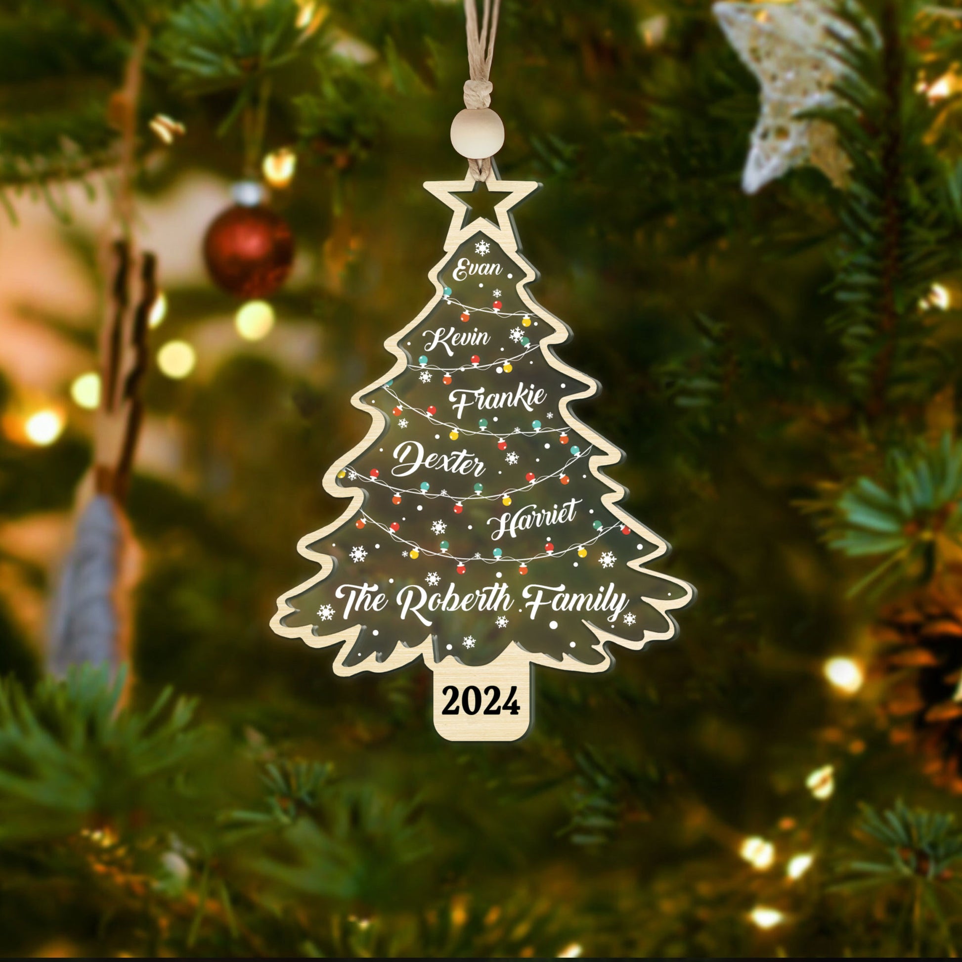 Personalized Christmas Family Names Tree Ornament