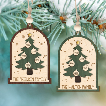 Personalized Christmas Tree Family Name Ornament, Custom Family Names Christmas Ornament CF189