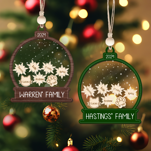 Personalized Family Christmas Ornament 5 Layers, Custom Family Names Wood Ornament CF206