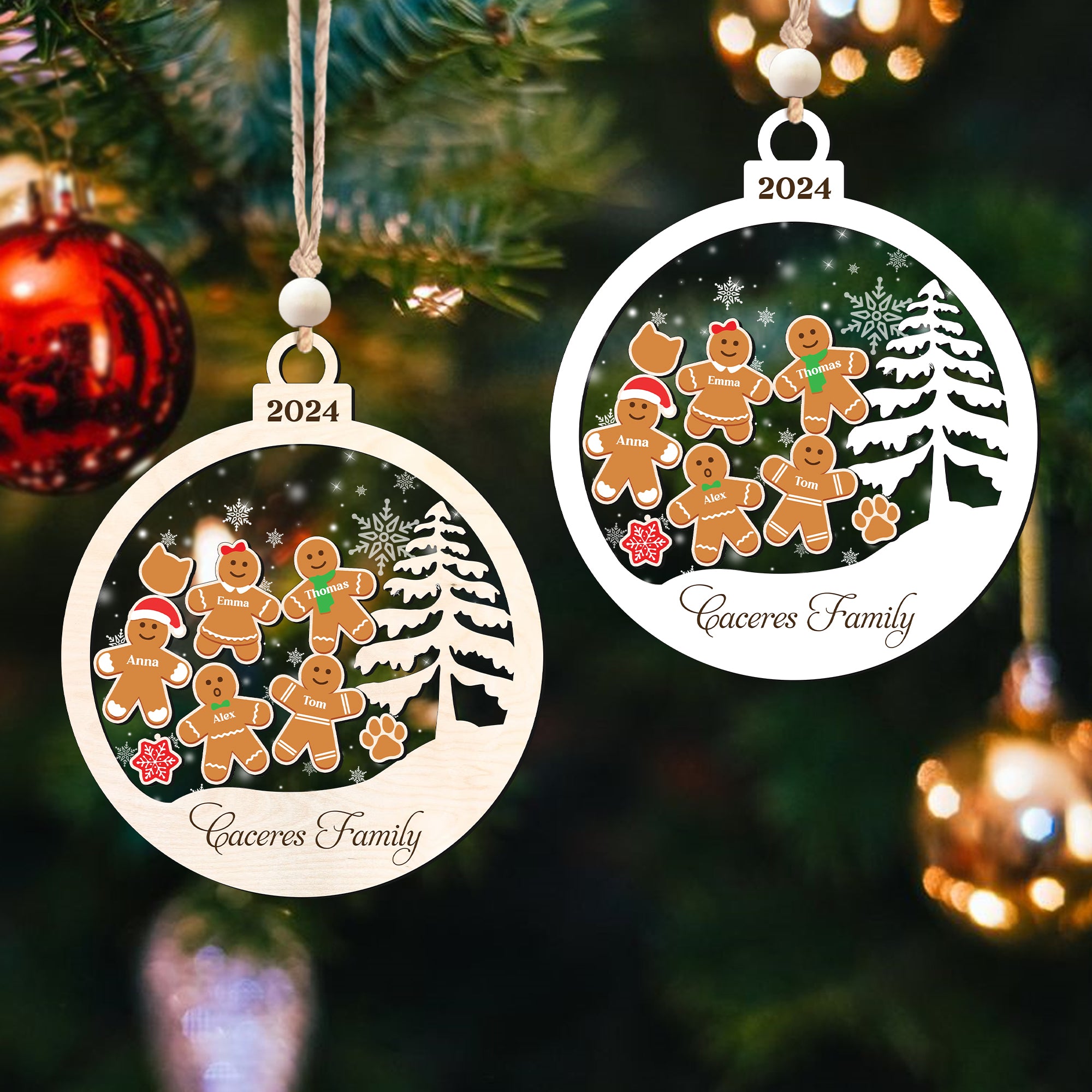 Personalized Family Christmas Ornaments, Gingerbread Ornament For Family CF222