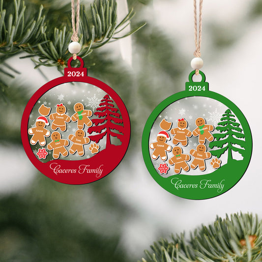 Personalized Family Christmas Ornaments, Gingerbread Ornament For Family CF222