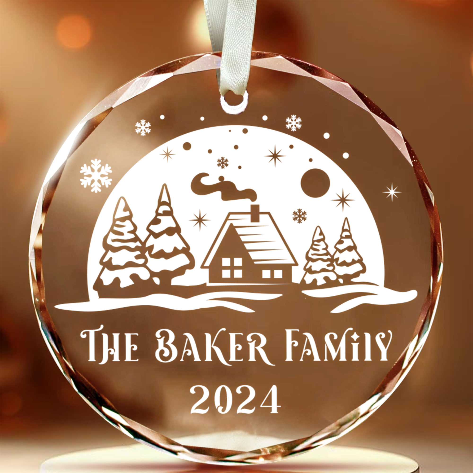 Personalized Family Chritsmas Glass Ornaments