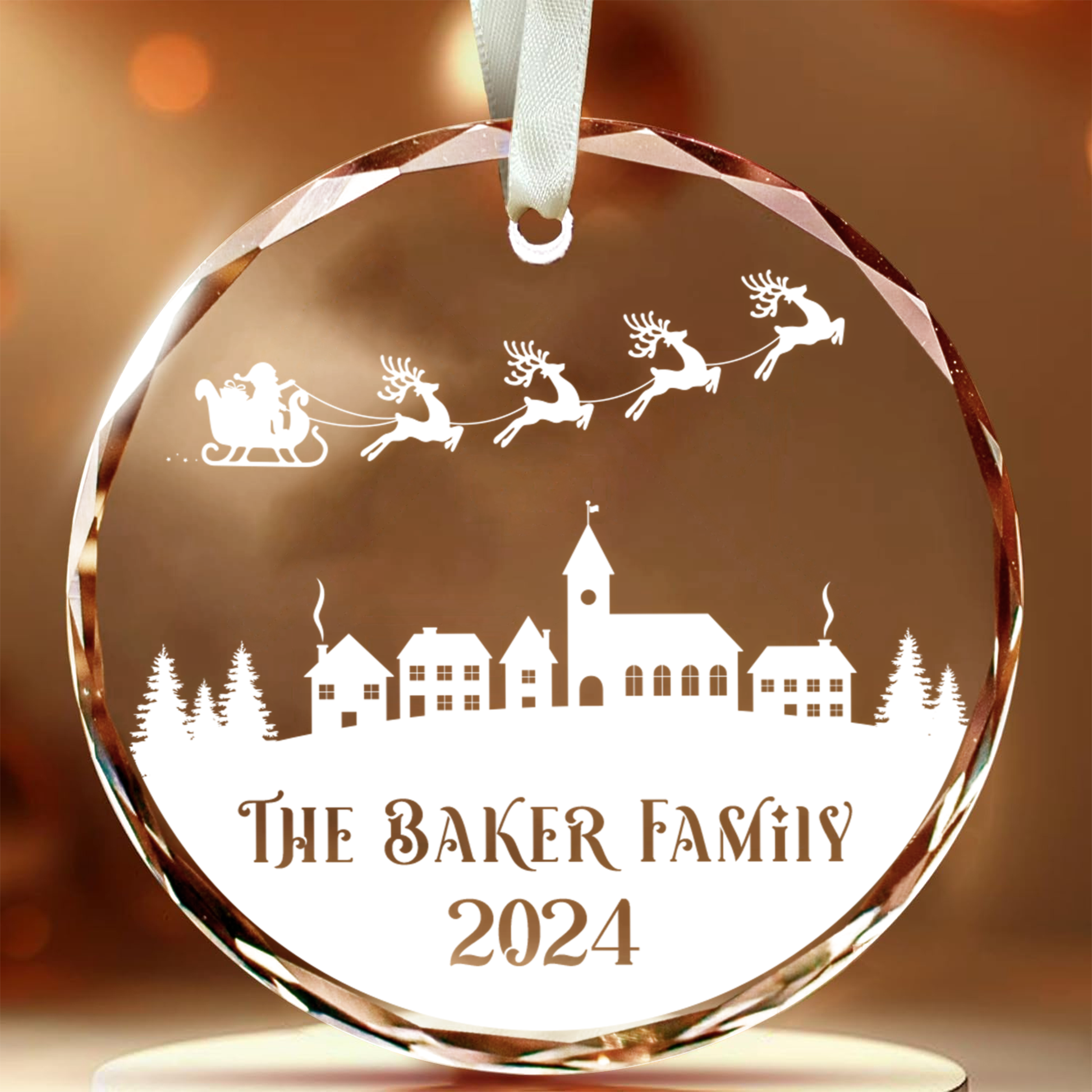 Personalized Family Chritsmas Glass Ornaments