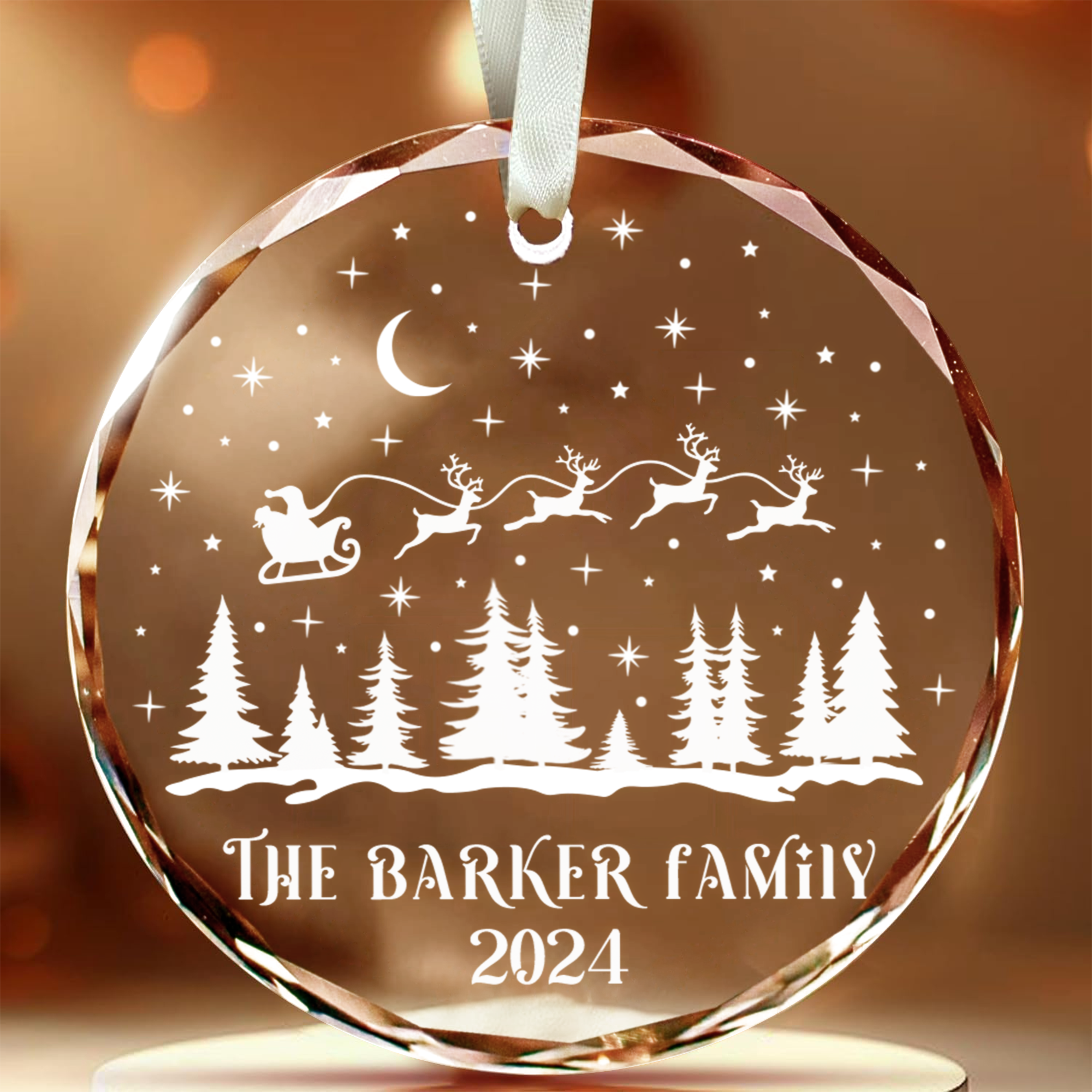 Personalized Family Christmas Glass Ornaments, Family Christmas GX02-1