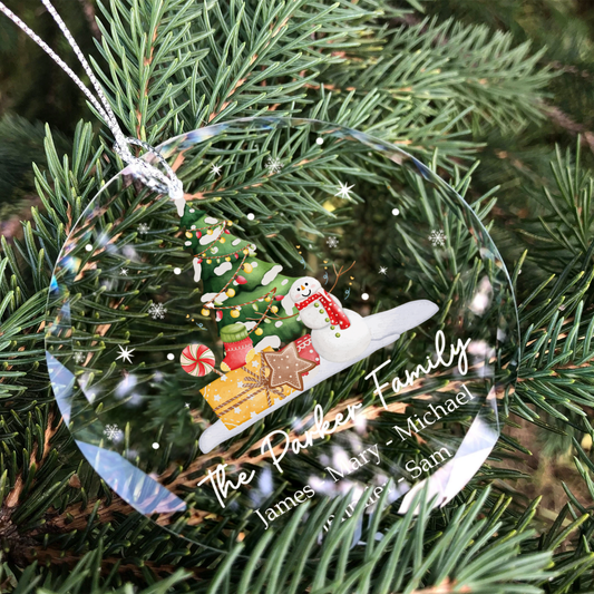 Personalized Family Christmas Glass Ornaments GX02-5