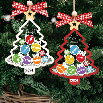 Personalized Family Shaker Ornament, Custom Family Christmas Tree Ornament CF648