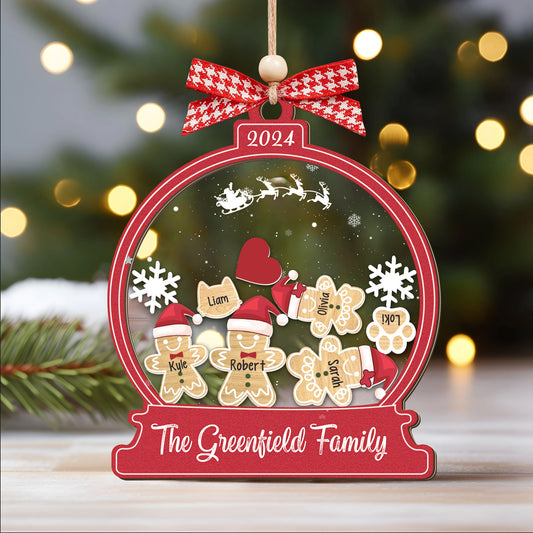 Personalized Gingerbread Family Christmas Ornament, Custom Names Family Ornament CF289