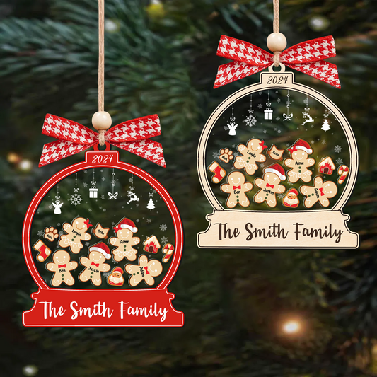 Personalized Gingerbread Family Shaker Ornament, Custom Family Christmas Ornament CF193