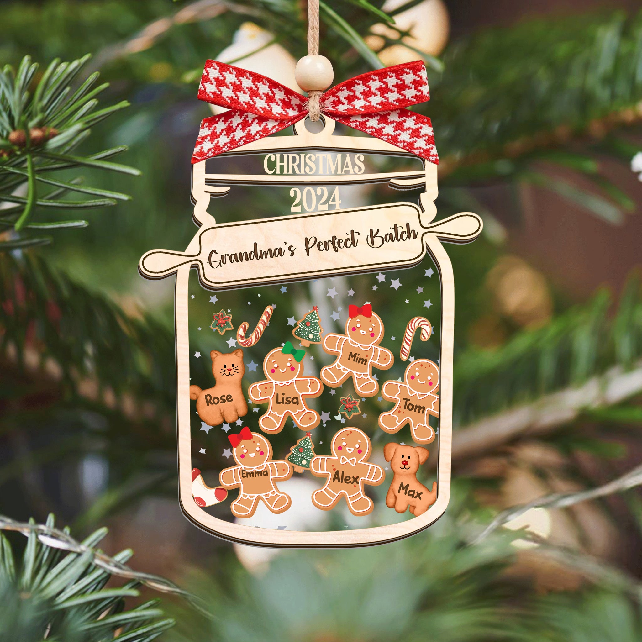 Personalized Gingerbread House Family Ornament With Names, Custom Family Christmas Ornament CF308