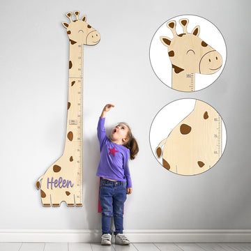 Personalized Cute Giraffe Wooden Growth Chart for Kids GC02