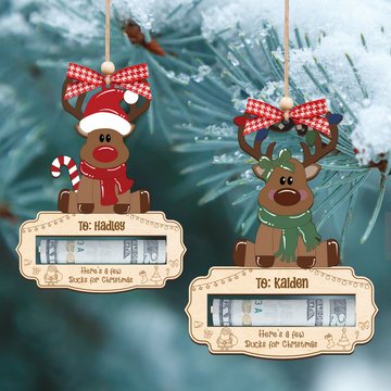 Personalized Here’s A Few Bucks for Christmas Money Holder, Reindeer Money Holder For Kids MH47