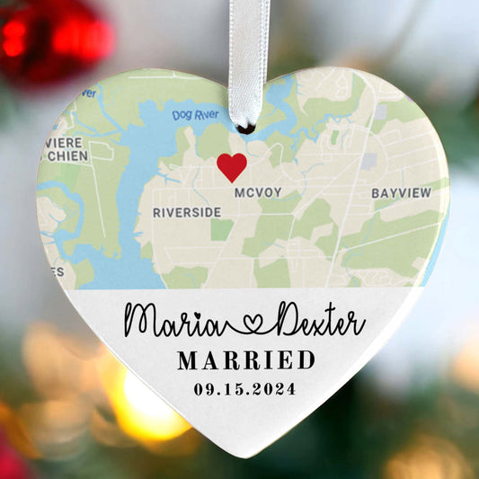 Personalized Married Heart Ornament