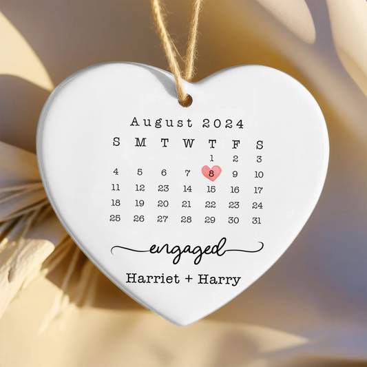 Personalized Wedding Date Ornament, Married Ornament, Heart Calendar Ornament, Anniversary Gift, Our First Christmas, Newlywed Gift, Wedding Gift CY06-1