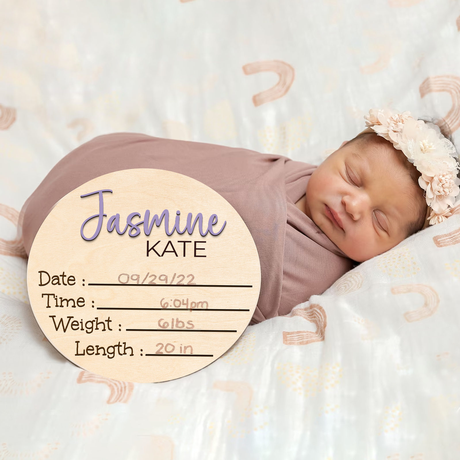 Personalized 3D Name Sign for Hospital, Custom Wooden Baby Name Announcement Sign And Footprint Sign for Photo Prop Baby Shower Nursery Gift BX11 - Kindlytoys