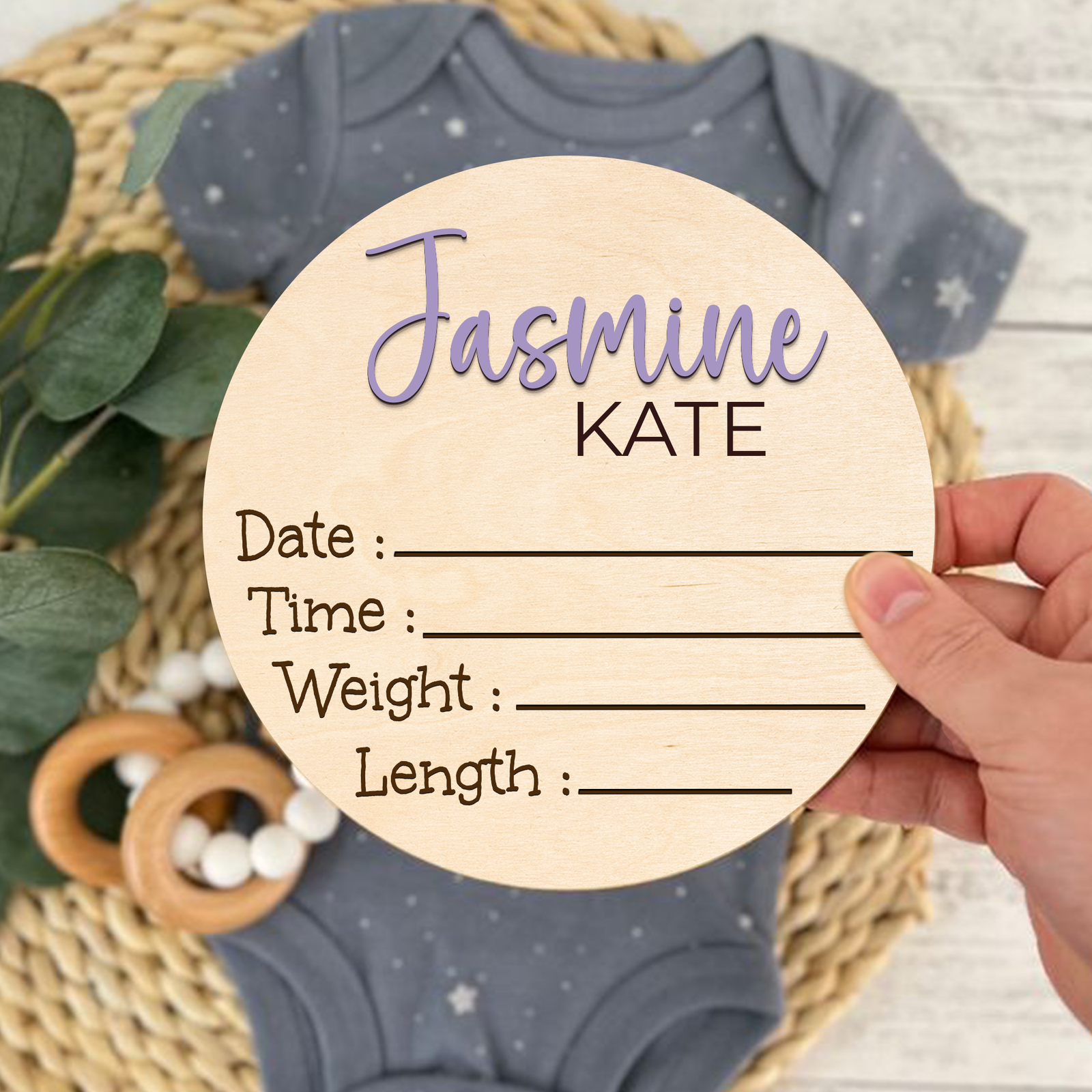 Personalized 3D Name Sign for Hospital, Custom Wooden Baby Name Announcement Sign And Footprint Sign for Photo Prop Baby Shower Nursery Gift BX11 - Kindlytoys
