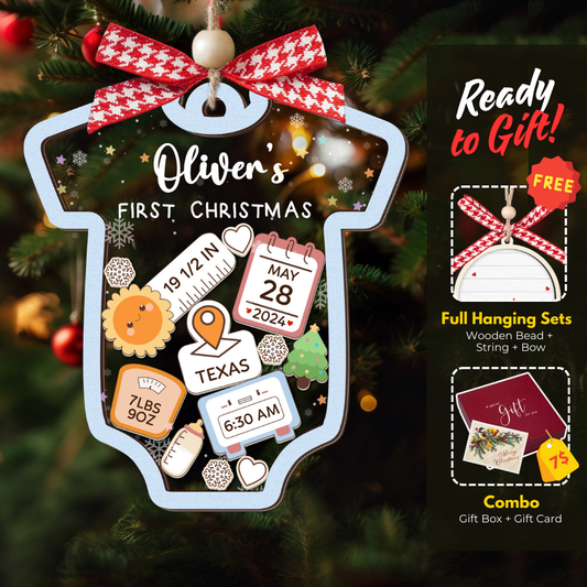 Personalized Baby 1st Christmas Ornament, Baby's First Christmas Ornament 2024 CF143 - Kindlytoys