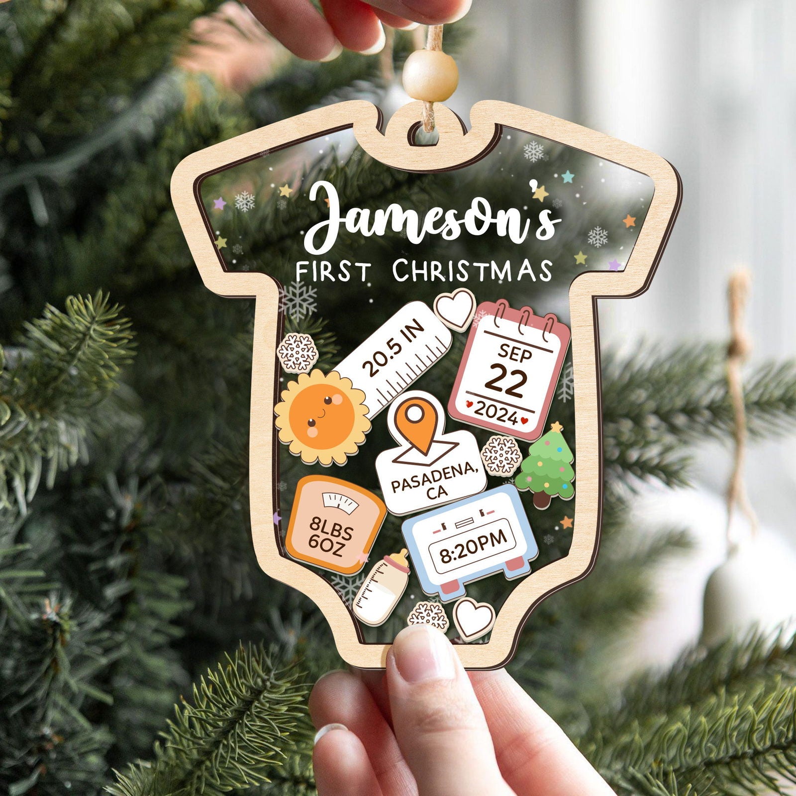 Personalized Baby 1st Christmas Ornament, Baby's First Christmas Ornament 2024 CF143 - Kindlytoys