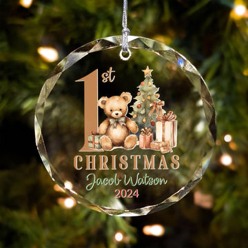 Personalized Baby Ornament, Personalized Woodland Creatures, Baby Bear Ornament, Holiday Keepsake Ornament, New Baby Gift GX02-19 - Kindlytoys