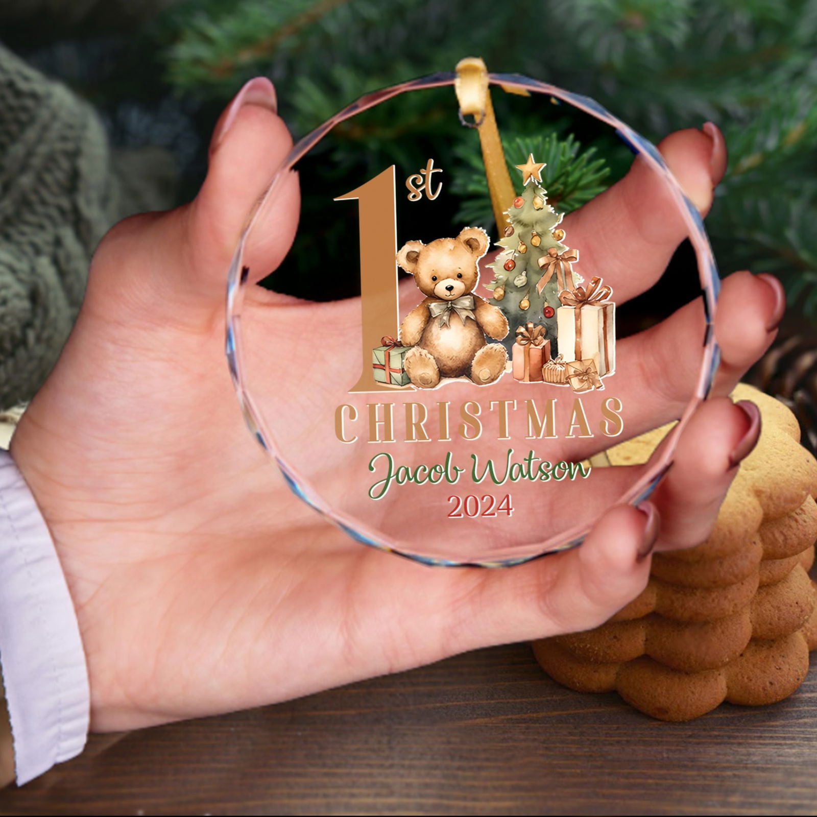Personalized Baby Ornament, Personalized Woodland Creatures, Baby Bear Ornament, Holiday Keepsake Ornament, New Baby Gift GX02-19 - Kindlytoys